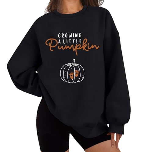 Sweatshirt mit Aufschrift "Growing A Little Pumpkin", lustiger Herbst, Kürbis, Mutterschaft, Erntedankfest, Schwangerschaftsankündigung, Sweatshirt, Schwarz , XXL von Generisch