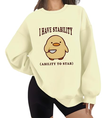 Sweatshirt mit Aufschrift "I Have Stability To Stab", lustiges süßes Enten-Sweatshirt, Khika, L Sweatshirt mit Aufschrift "I Have Stability To Stab", lustiges süßes Enten-Sweatshirt, Khika, L von Generisch