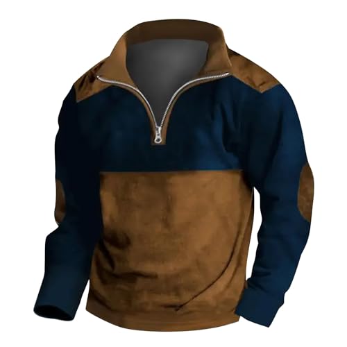 Sweatshirts Für Herren, Cord Pullover Warm Henley Sweatshirt Ohne Kapuze Männer Sweater Winter Arbeitspullover Angenehmer Regular Fit Büro Und Freizeit Pollover Hoodie Sweatshirt (5XL, Navy) Generisch von Generisch