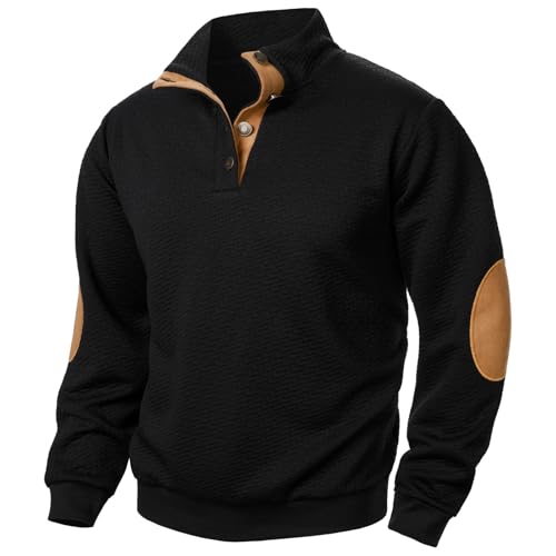 Sweatshirts für Herren UK: Herren-Sweatshirt ohne Kapuze, Stehkragen, Langarm-Pullover, Oberteil, Vintage-Arbeitskleidung, Sweatshirts mit Ellenbogen-Patch, lässige Arbeitssweatshirts, weiche, bequeme Sweatshirts für Herren UK: Herren-Sweatshirt ohne Kapuze, Stehkragen, Langarm-Pullover, Oberteil, Vintage-Arbeitskleidung, Sweatshirts mit Ellenbogen-Patch, lässige Arbeitssweatshirts, weiche, bequeme von Generisch
