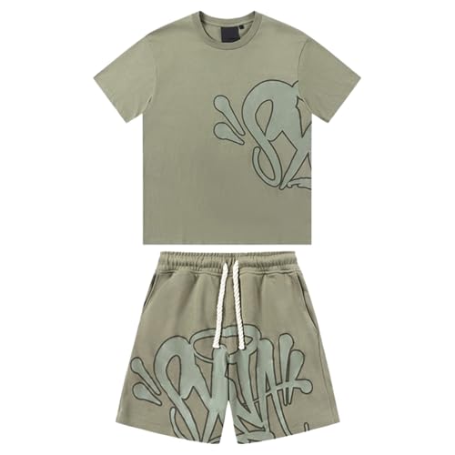 Syna World Herren T-Shirt und Shorts Set 2 Teiliges Sommer Tracksuit Trainingsanzug Jogginganzug Drucken Y2K Hip Hop Kurzarm T-Shirts und Hose Baggy Unisex Sportanzug Army Green XL Syna World Herren T-Shirt und Shorts Set 2 Teiliges Sommer Tracksuit Trainingsanzug Jogginganzug Drucken Y2K Hip Hop Kurzarm T-Shirts und Hose Baggy Unisex Sportanzug Army Green XL von Generisch