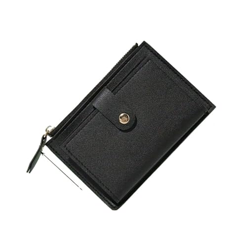 Synthetic Leather Women's Wallet - Modern Slim Design with Golden Snap Closure, Schwarz , Taglia Unica von Generisch