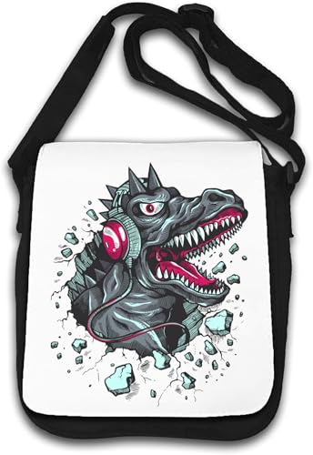 T-Rex Kopfhörer Cartoon Dinosaurier Umhängetasche weiß von Generisch