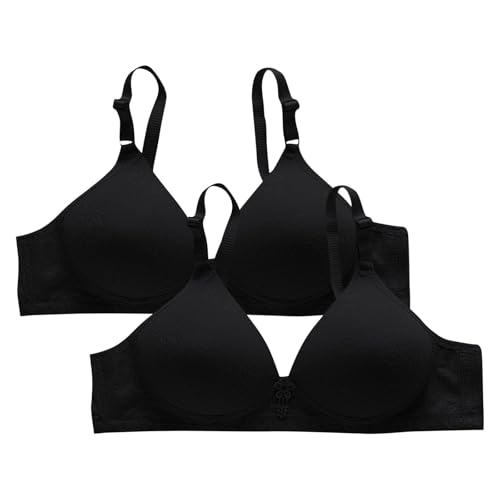 T Shirt BH Damen Mit Bügel Cotton V-Neck Soft Comfortable Push Up Bra Floral Stretch Spaghetti Straps Underwired Bra Seamless Breathable Underwear for Older von Generisch