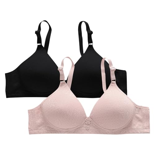 T Shirt BH Damen Mit Bügel Cotton V-Neck Soft Comfortable Push Up Bra Floral Stretch Spaghetti Straps Underwired Bra Seamless Breathable Underwear for Older von Generisch