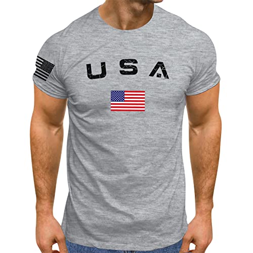 T Shirt Für Herren USA Flag American Patriotic College Retro US Flagge Amerika Bequem Streetstyle Sportshirt Atmungsaktiv Laufshirt Leichte Trainingsshirt Sommer Kurzarm T-Shirt für Männer von Generisch