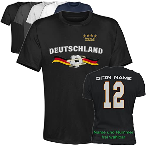 T-Shirt Fussball Deutschland bis 8XL Wunschtext Trikot Übergrössen, Größe:5XL, Farbe:Black von Generisch