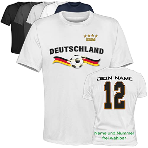 T-Shirt Fussball Deutschland bis 8XL Wunschtext Trikot Übergrössen, Größe:5XL, Farbe:White von Generisch