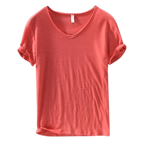 T-Shirt Herren Baumwolle Kurzarm Dünnes Tshirt Herren Sportshirt Einfarbig Kurzarmshirt V-Ausschnitt T Shirt Regular Fit Sommershirt Leicht Freizeitshirt Bequeme Laufshirt Atmungsaktiv Shirt T-Shirt Herren Baumwolle Kurzarm Dünnes Tshirt Herren Sportshirt Einfarbig Kurzarmshirt V-Ausschnitt T Shirt Regular Fit Sommershirt Leicht Freizeitshirt Bequeme Laufshirt Atmungsaktiv Shirt von Generisch