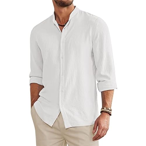 T Shirt Herren Henley Shirt Businesshemd Button Down Freizeithemd Sommershirt Leinenhemd Herren Leicht Strandhemd Beach Shirts Atmungsaktive Regular Fit Einfarbig Freizeithemden von Generisch