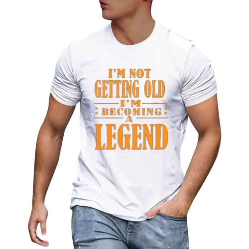 T-Shirt Herren Lustig mit Drucken T-Shirts für Herren Sommer Kurzarm T Shirt Männer Basic Herren Tshirt Druck Gradient Oberteile Casual Rundhals T Shirts Leicht Baumwolle Regular Fit (B-White, XXL) von Generisch