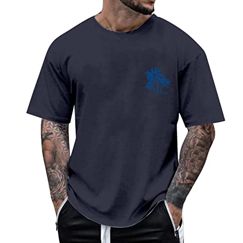 T Shirt Herren Oversized Kokosnussbaum Drucken Basic Shirts Rundhals Kurzarm Locker Geschnitten Streetwear Freizeit Oberteil Casual Shirt Cooles Design Sommer Freizeitshirt von Generisch