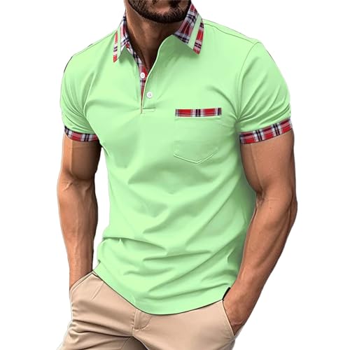 T-Shirt Herren Poloshirt Kurzarm Golf T-Shirt Klassische Casual Polohemd Spleißstreifen Reißverschluss Umlegekragen Tops WeißEs Hemd Herren Poloshirt Herren Kurzarm Baumwolle Poloshirt Herren 5XL von Generisch