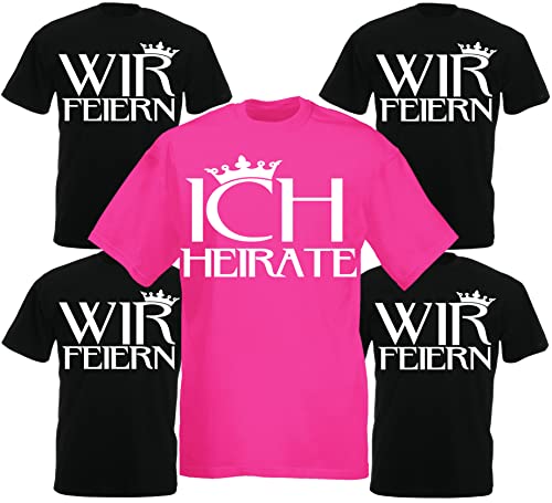 T-Shirt Junggesellenabschied T-Shirt ICH Heirate/WIR Feiern - Hangove Brau JGA-Shirt T-Shirt - JGA Tshirt - Bräutigam - Begleitern (as3, Alpha, m, Regular, Regular, Pink/Bräutigam) von Generisch