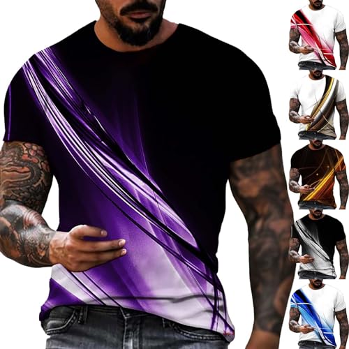 T Shirt Lustig Neuartiger Druck Sommer Sport Oberteile Herren Casual Rundhals Tunika Tops Vintage Basic Kurzarm Sportshirt Schnell Trocknend Regular Fit Laufshirt Lila 3XL T Shirt Lustig Neuartiger Druck Sommer Sport Oberteile Herren Casual Rundhals Tunika Tops Vintage Basic Kurzarm Sportshirt Schnell Trocknend Regular Fit Laufshirt Lila 3XL von Generisch