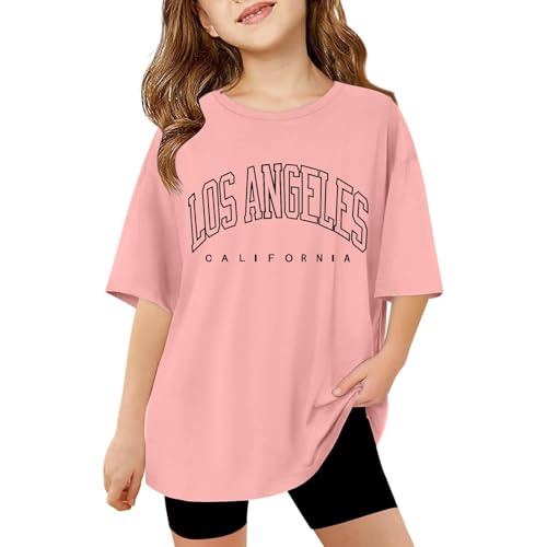 T-Shirt Mädchen Jungen Sommer Rundhals Kurzarm T Shirts Kinder Lässig Sport Oversized Tops Mode Brief Drucken Tshirt Lockere Bequem Oberteile Kinderkleidung 3-14 Jahre (11-12 Years) von Generisch
