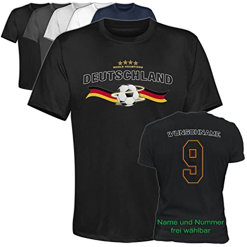 T-Shirt Trikot Fussball Deutschland Wunsch Text Übergrössen bis 8XL, Größe:5XL, Farbe:Black von Generisch