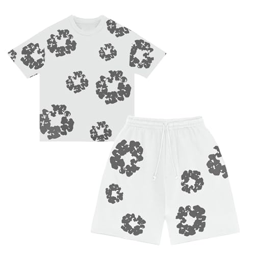 T-Shirt Und Shorts Set Jungen 2 Teiliges Baumwollkranz Druck Trainingsanzug Y2K Hip Hop Sport Jogginganzug Rundhals Kurzarm Tshirt Und Tunnelzug Shorts Mit Taschen White 160 T-Shirt Und Shorts Set Jungen 2 Teiliges Baumwollkranz Druck Trainingsanzug Y2K Hip Hop Sport Jogginganzug Rundhals Kurzarm Tshirt Und Tunnelzug Shorts Mit Taschen White 160 von Generisch