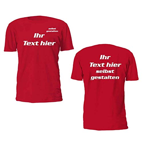 T-Shirt mit Ihrem Wunschtext individuell beschriften (Shirt Farbe: ROT/RED) - beidseitiger Druck! von Generisch