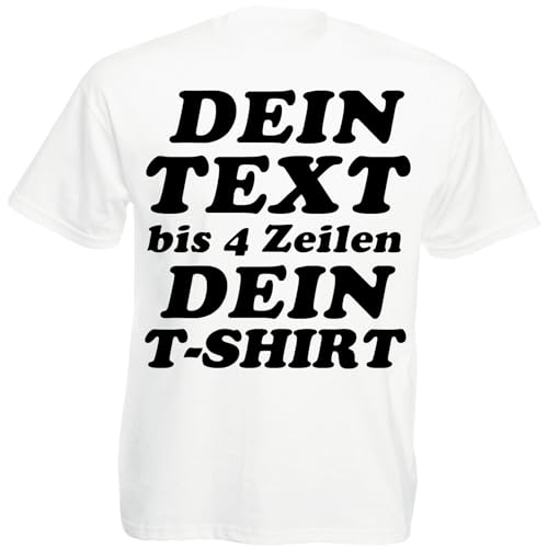 T-Shirt mit Wunschtext, T-Shirt Bedrucken, Tshirt Designer. T-Shirt selber gestalten. T-Shirt Druck (DE/NL/SE/PL, Alphanumerisch, M, Regular, Regular, Weiß) von Generisch
