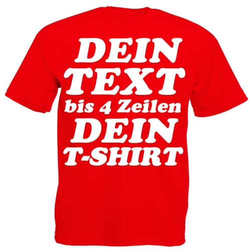 T-Shirt mit Wunschtext, T-Shirt Bedrucken, Tshirt Designer. T-Shirt selber gestalten. T-Shirt Druck Print (DE/NL/SE/PL, Alphanumerisch, 3XL, Regular, Regular, Rot) von Generisch