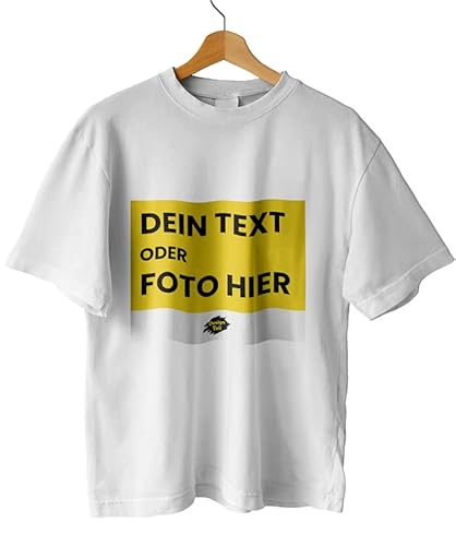 T-Shirt personalisiert Herren - Männer Kurzarm Shirt mit Wunschtext und Foto - Personalisierbares T-Shirt Bedrucken - 100% Baumwolle Shirt zum selbst gestalten, Weiß, S von Generisch