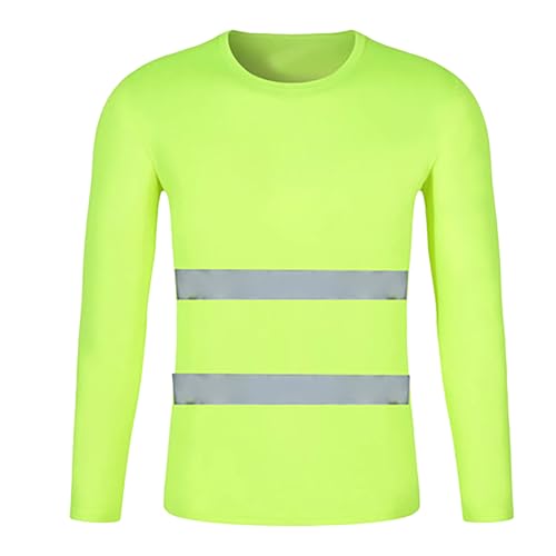 T-Shirts FüR Herren High Vis Reflektierendes T-Shirt Langarm Atmungsaktiv Arbeitskleidung Sicherheitshemd Berufsbekleidung Junggesellenabschied T-Shirt (Green, XXXXL) von Generisch