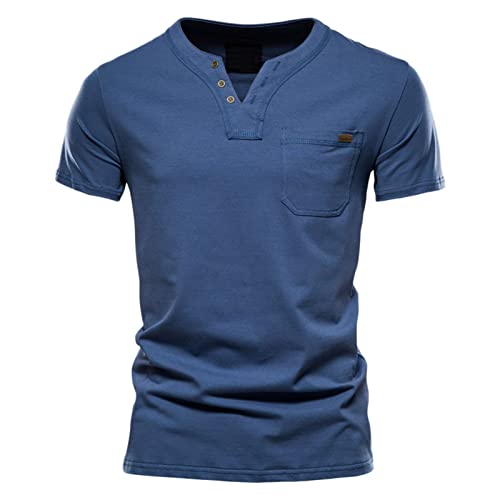 T-Shirts Herren V-Ausschnitt Stylischem Freizeit Baumwolle Oberteile Business T-Shirts Bequeme Atmungsaktive in Vielen Farben Männer Sommer Sportshirts von Generisch