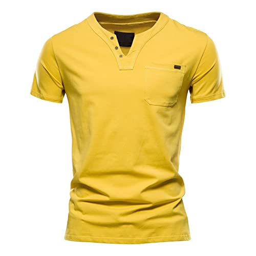 T-Shirts Herren V-Ausschnitt Stylischem Freizeit Baumwolle Oberteile Business T-Shirts Bequeme Atmungsaktive in Vielen Farben Männer Sommer Sportshirts von Generisch
