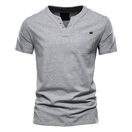 T-Shirts Herren V-Ausschnitt Stylischem Freizeit Baumwolle Oberteile Business T-Shirts Bequeme Atmungsaktive in Vielen Farben Männer Sommer Sportshirts von Generisch