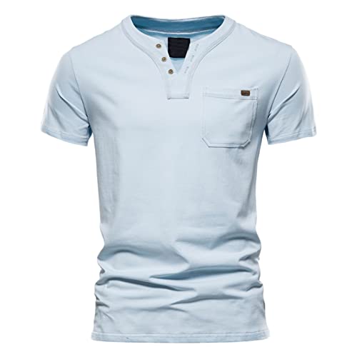 T-Shirts Herren V-Ausschnitt Stylischem Freizeit Baumwolle Oberteile Business T-Shirts Bequeme Atmungsaktive in Vielen Farben Männer Sommer Sportshirts von Generisch