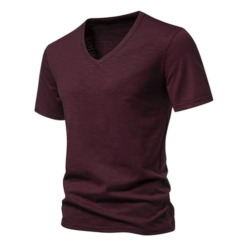 T-Shirts Herren V-Ausschnitt Stylischem Freizeit Baumwolle Oberteile Business T-Shirts Bequeme Atmungsaktive in Vielen Farben Männer Sommer Sportshirts von Generisch