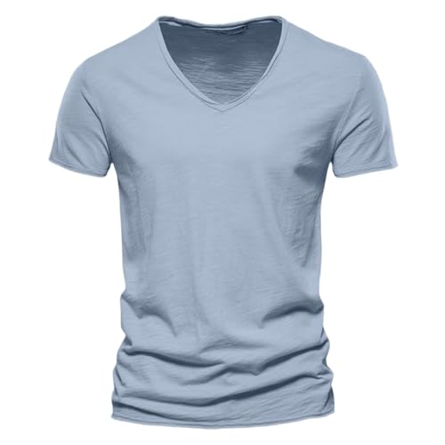 T-Shirts Herren V-Ausschnitt Stylischem Freizeit Baumwolle Oberteile Business T-Shirts Bequeme Atmungsaktive in Vielen Farben Männer Sommer Sportshirts von Generisch