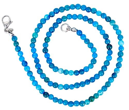 Taddart Minerals – Blaue Halskette aus dem natürlichen Edelstein Apatit mit 4 mm Kugeln und 45cm Länge – handgefertigt von Generisch