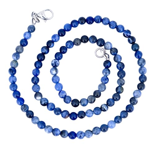 Taddart Minerals – Blaue Halskette aus dem natürlichen Edelstein Sodalith mit 4 mm Kugeln und 45cm Länge – handgefertigt von Generisch