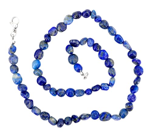 Taddart Minerals – Blaue Nugget Halskette aus dem natürlichen Edelstein Lapislazuli mit 45cm Länge – handgefertigt von Generisch