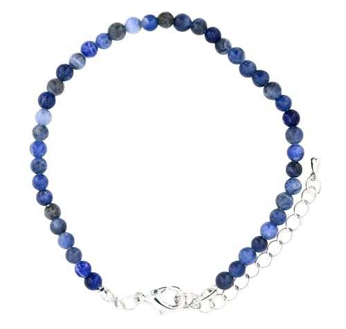 Taddart Minerals – Blaues Fußkettchen aus dem natürlichen Edelstein Dumortierit mit 4 mm Kugeln und einer Verlängerung – handgefertigt von Generisch