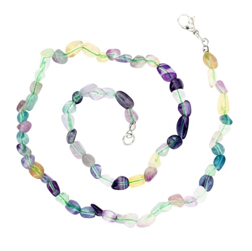Taddart Minerals – Bunte Nugget Halskette aus dem natürlichen Edelstein Fluorit mit 45cm Länge – handgefertigt von Generisch