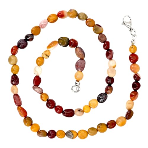 Taddart Minerals – Bunte Nugget Halskette aus dem natürlichen Edelstein Mookait mit 45cm Länge – handgefertigt von Generisch