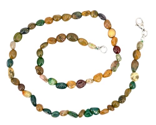 Taddart Minerals – Bunte Nugget Halskette aus dem natürlichen Edelstein Ozeanachat mit 45cm Länge – handgefertigt von Generisch
