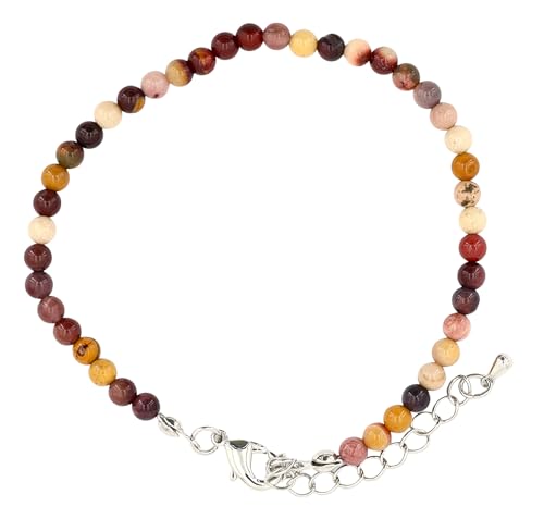 Taddart Minerals – Buntes Fußkettchen aus dem natürlichen Edelstein Mookait mit 4 mm Kugeln und einer Verlängerung – handgefertigt von Generisch