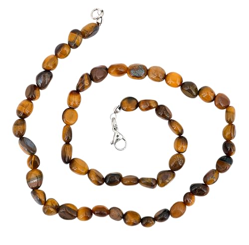 Taddart Minerals – Gelb Braune Nugget Halskette aus dem natürlichen Edelstein Tigerauge mit 45cm Länge – handgefertigt von Generisch
