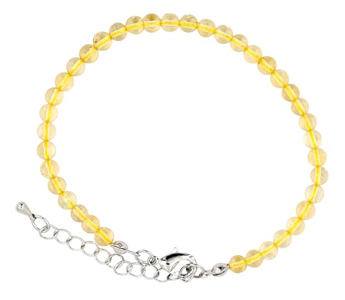 Taddart Minerals – Gelbes Fußkettchen aus dem natürlichen Edelstein Citrin mit 4 mm Kugeln und einer Verlängerung – handgefertigt von Generisch