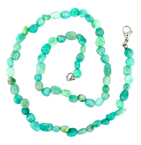 Taddart Minerals – Grüne Nugget Halskette aus dem natürlichen Edelstein Amazonit mit 45cm Länge – handgefertigt von Generisch