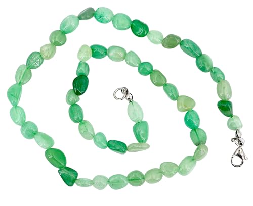 Taddart Minerals – Grüne Nugget Halskette aus dem natürlichen Edelstein Aventurin mit 45cm Länge – handgefertigt von Generisch