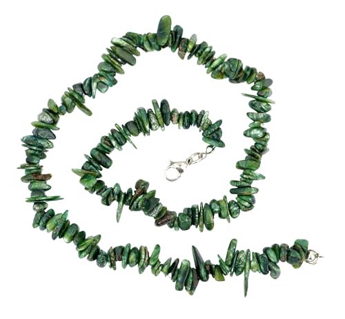 Taddart Minerals - Grüne Splitter Halskette aus dem natürlichen Edelstein Seraphinit mit 45 cm Länge - handgefertigt von Generisch