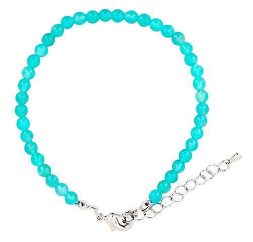 Taddart Minerals – Grünes Fußkettchen aus dem natürlichen Edelstein Amazonit mit 4 mm Kugeln und einer Verlängerung – handgefertigt von Generisch