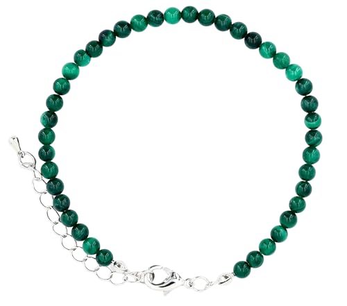 Taddart Minerals – Grünes Fußkettchen aus dem natürlichen Edelstein Malachit mit 4 mm Kugeln und einer Verlängerung – handgefertigt von Generisch