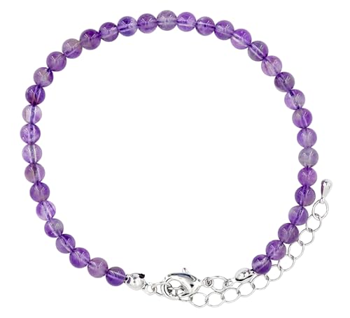Taddart Minerals - Lila Fußkettchen aus dem natürlichen Edelstein Amethyst mit 4 mm Kugeln und einer Verlängerung – handgefertigt von Generisch