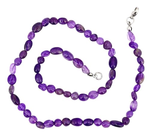 Taddart Minerals – Lila Nugget Halskette aus dem natürlichen Edelstein Amethyst mit 45cm Länge – handgefertigt von Generisch